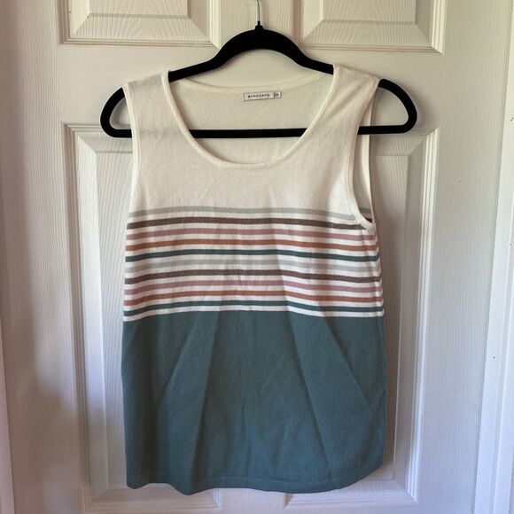 Staccato Women’s Blouse Small Sleeveless Knit Striped Soft Pullover - Picture 1 of 9